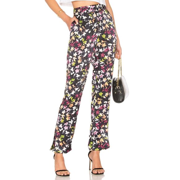Equipment Florence Silk Trouser Pant High Rise Floral Leaf Straight Leg XL - Picture 1 of 15